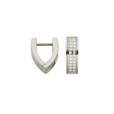 Paar Creolen FIRETTI "Schmuck Geschenk Titan Ohrschmuck Ohrringe", silber (titanfarben, kristallweiß, kristallweiß), Ohrringe, Damen, 16mm, Titan, mit Zirkonia (synth.)