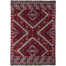 TEPPICH Hochflor mit Fransen TAFRAUT in Rot, im Berber-Stil, 133 x 190 cm