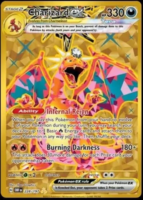 Charizard ex Pokémon kaart - Gouden holografisch