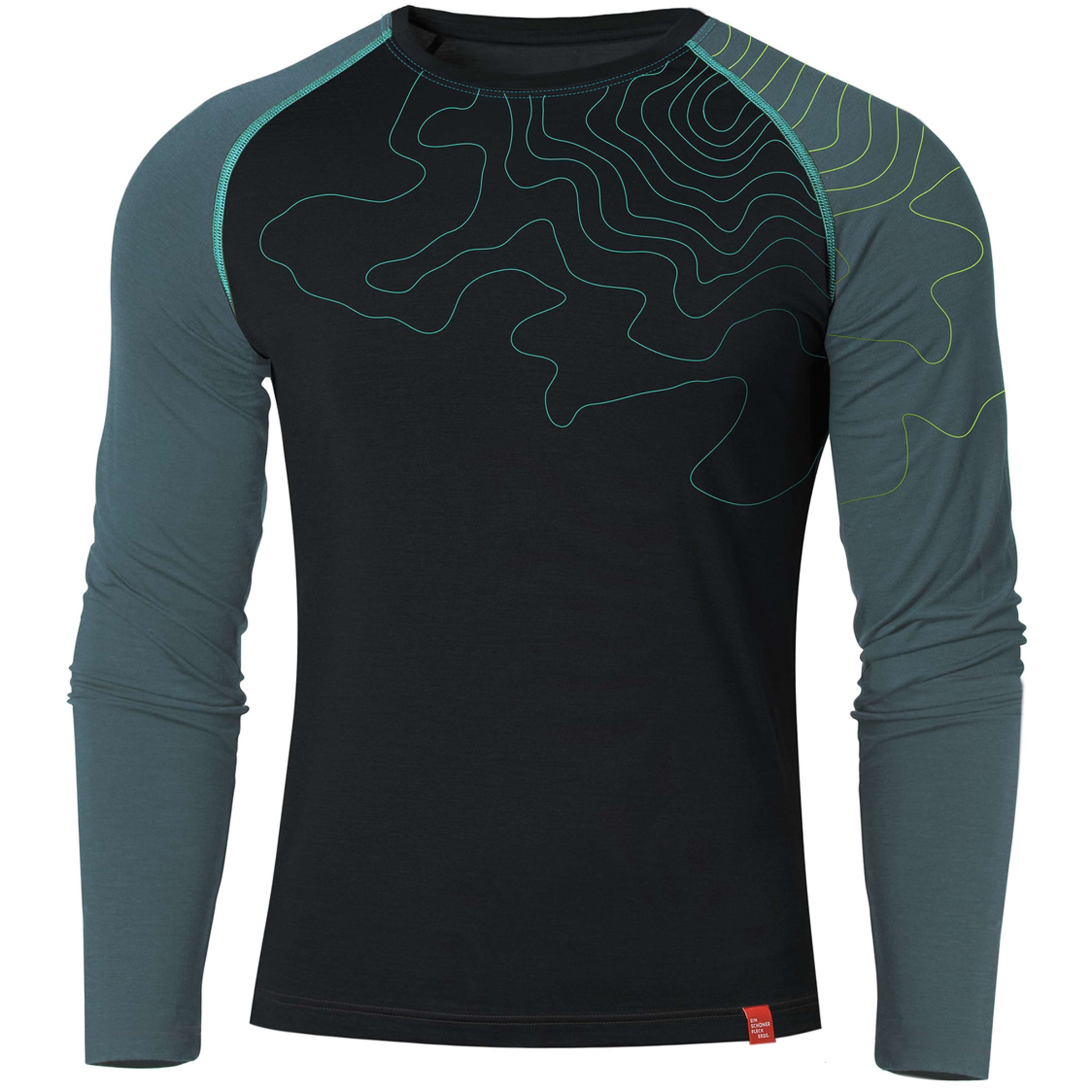 Ein schöner Fleck Erde Innergebirg Herren Langarm Unterhemden schwarz Größe M Lifestyle | Skifahren Hautfreundlich Merinowolle | Lyocell (Tencel)