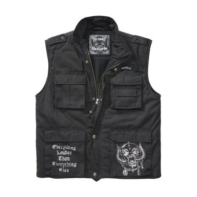 Funktionsweste BRANDIT "Brandit Herren Motörhead Ranger Vest", Herren, Gr. M, schwarz, 80% Polyester, 20% Baumwolle, ohne Ausschnitt, Westen Funktionsweste