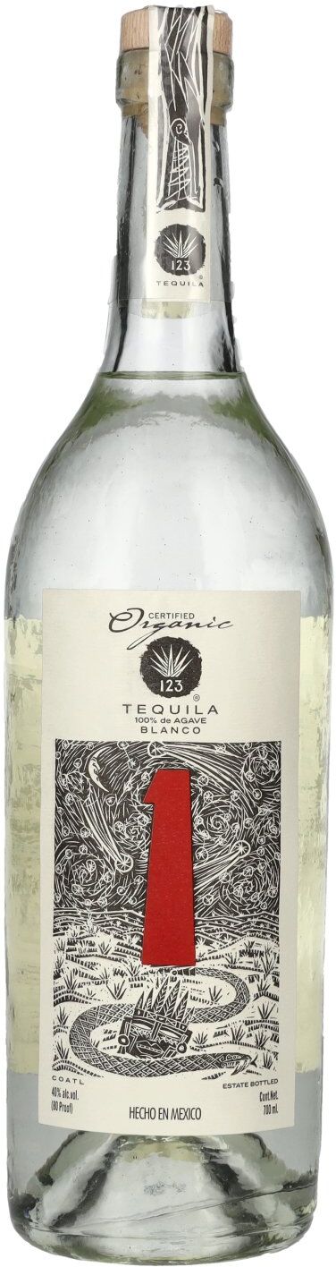 123 Organic Tequila Tequila 123 UNO Blanco 100% de Agave Organic 40% Vol. 0,7l