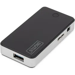 Digitus USB 3.0 Hub 4-Port extern (USB-B, 4 Ports), Dockingstation + USB Hub, Schwarz