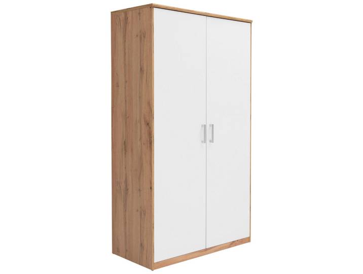 Xora Drehtürenschrank, Weiß, Eiche Wotan, 1 Fächer, 106x194x54 cm, erweiterbar, Schlafzimmer, Kleiderschränke, Drehtürenschränke