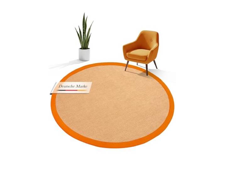 carpetfine Sisalteppich Orange Rund Ø 120 Moderner Teppich für Wohnzimmer und Küche