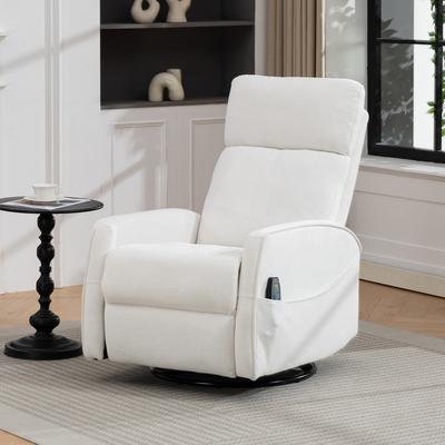 Velvet 270° Swivel Glider Rocker Recliner Chair with Heat and Massage