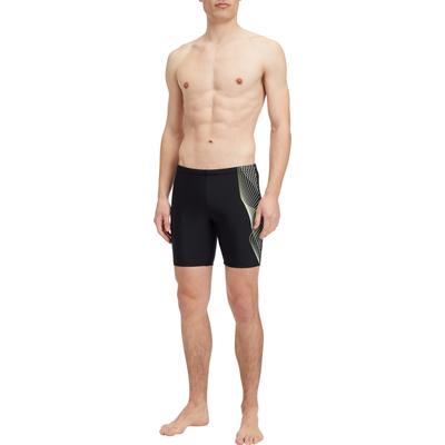 Badehose MCKINLEY "HE.-BADEHOSE NORM JAMMER M", Herren, Gr. 8, N-Gr, schwarz (schwarz, grün lime), Web, Polyamid, unifarben, Badehosen Badehose, sportlicher Jammer-Schnitt, körpernahe Passform, unifarbenes Design