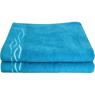Handtücher DYCKHOFF "Wave", blau (petrol), B:50cm L:100cm, Frottier, Baumwolle, Handtücher, mit Jacquard-Bordüre, Topseller