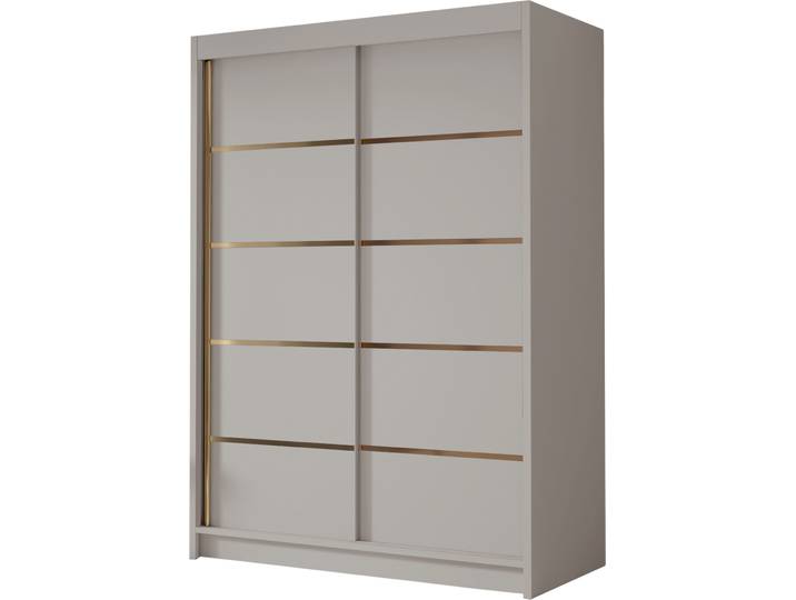 MIRJAN24 Schiebetürenschrank Lungo IV, Kleiderschrank mit Kleiderstange, mit zwei Schwebetüren, Garderobe (Farbe: Cashmere)
