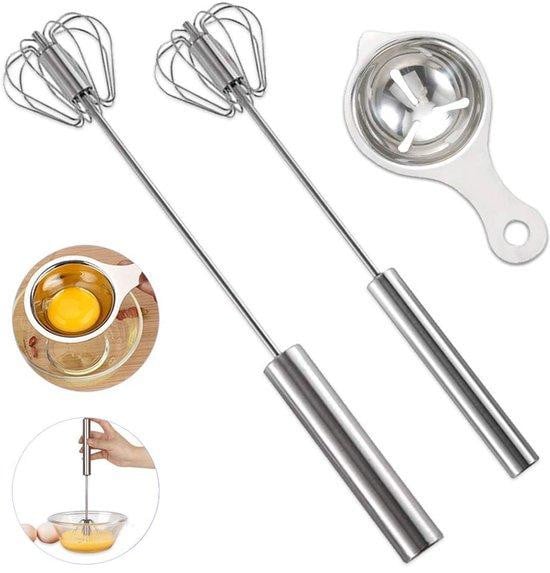 Zilveren RVS-mixer met hittebestendige whisk voor in de keuken