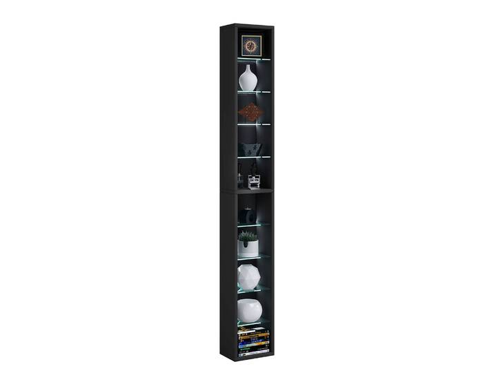 Étagère Rasato Corps : panneau aggloméré enduit Étagères : verre trempé Noir/Noir 152cm