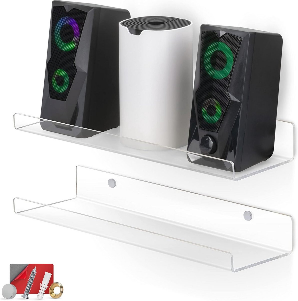 Set van 2 zwevende acryl wandplanken van 38,1 cm voor decoratie en opslag