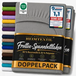 EXKLUSIV HEIMTEXTIL Doppelpack Frottee Spannbettlaken 120 x 200 cm Grau