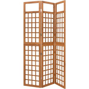 vidaXL Paravent Raumteiler Spalier innen, 3-teilig, aus Holz, braun, 121 x 180,5 cm