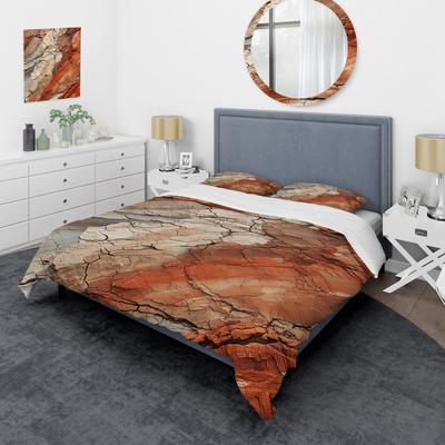 DESIGN ART "Designart ""Earth Minimalist Fossils III"" Abstract Collages Bedding Cover Set - Traditional Bed Set with Shams"