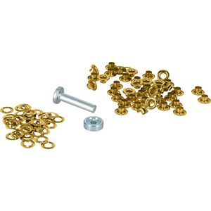 Böttcher-AG Ösen mit Scheiben und Einsetzwerkzeug, Ø 5 mm, Länge 5 mm, gold, 40 Stück