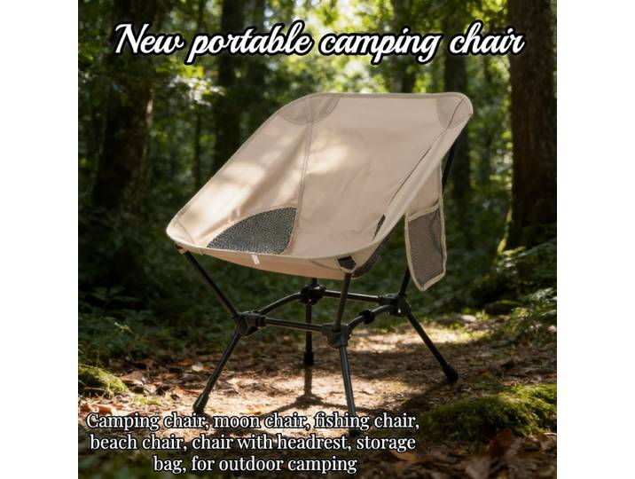 Chaise de pêche de plage pliable portable, chaise de camping légère en tube de fer, chaise lune pour la pêche en extérieur, les voyages et la randonnée