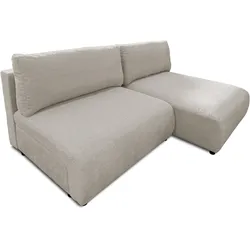 ECKSOFA Sora mit Schlaffunktion, Bettkasten und extra tiefer Komfortzone aus hochwertigem Taupe Strukturstoff