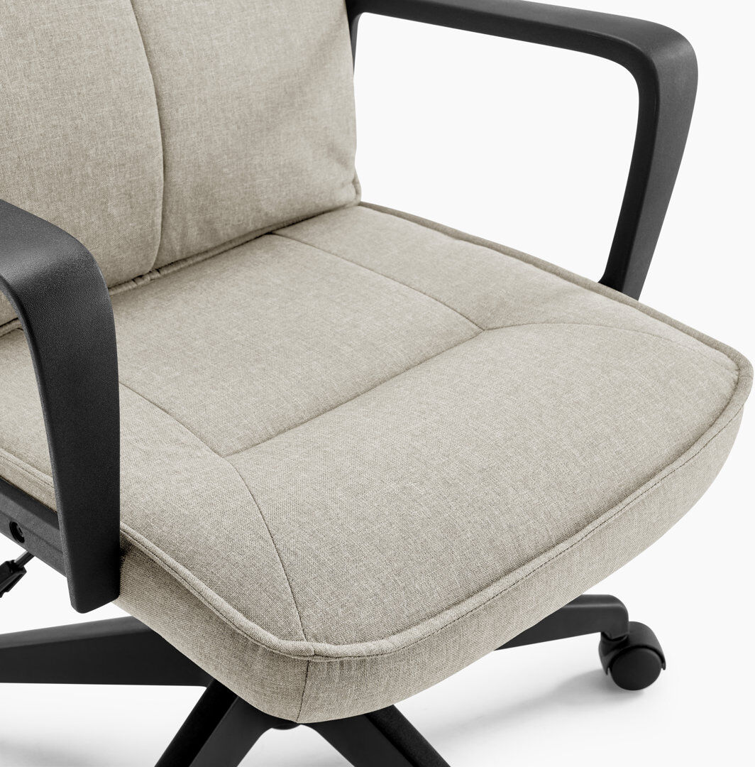 17 Stories Tayari Upholstered Linen Fabric Swivel Office Chair - Contemporary Sleek Highback Rest Beige 124.5cm H X 61cm W X 71.5cm D