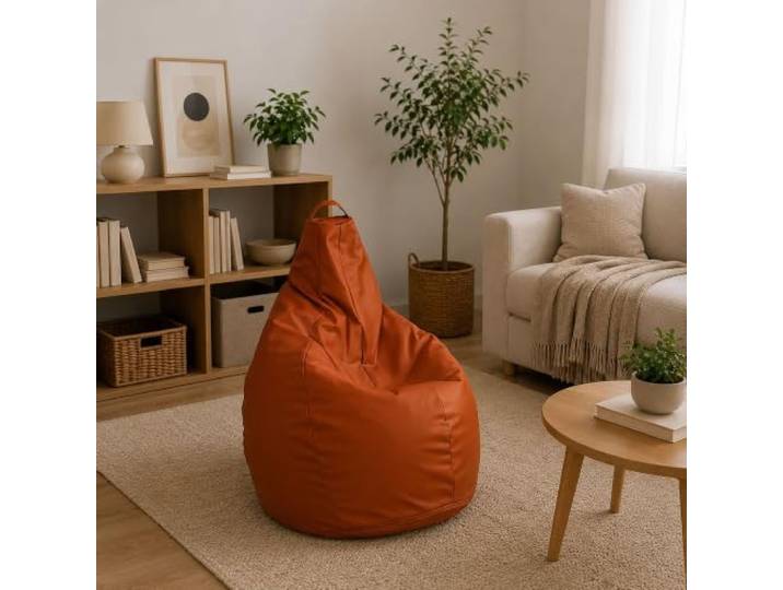 Talamo Italia - Pouf Abdog, Mehrzwecksessel, Sitzsack, Hockerhocker, Made in Italy, 90x90 h120 cm, Orange