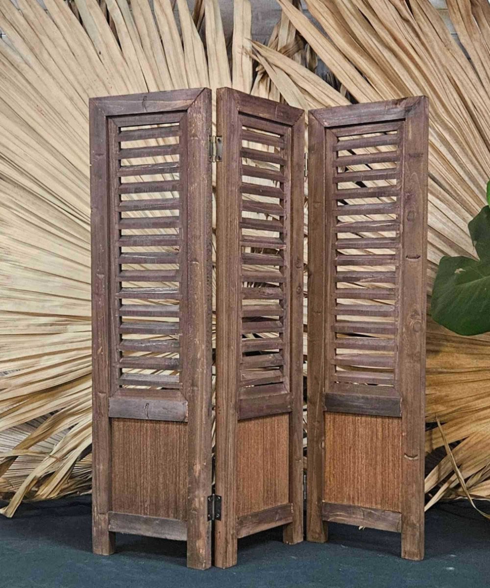 Inspiring Minds Houten Raamscherm Landelijke Shutter Bruin 70 cm