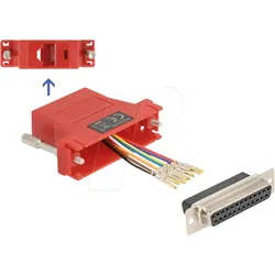 DELOCK 67118 - Adapter D-Sub 25 Pin Bu. > RJ45 Bu. Montagesatz, rot