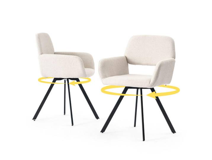 Urban Meuble Armlehnstuhl-Set 2 Stück beige Drehung, Beige, Mode, 57x82x53 cm, Esszimmer, Stühle, Armlehnstühle