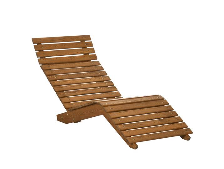 Outsunny Gartenliege, Teakfarben, 170x77x66 cm, Gartenmöbel, Gartenliegen