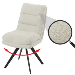 Esszimmerstuhl MCW-G66, Küchenstuhl Stuhl, drehbar Auto-Position Stoff/Textil Bouclé MVG ~ cremeweiß