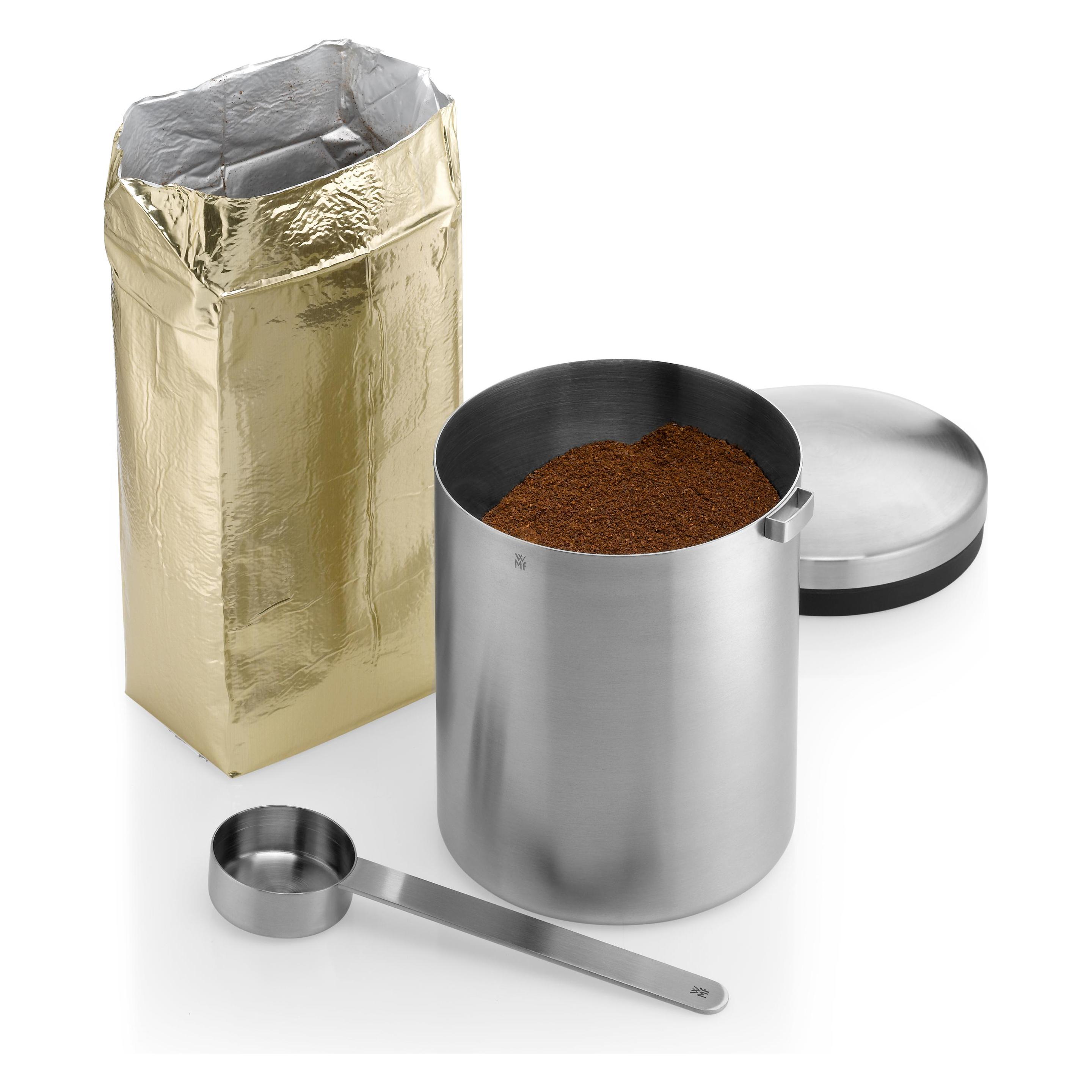 WMF Teedose Kaffeedose für 500g Edelstahldose mit Masslöffel Kult Edelstahl matt (0.50 l) (06.3097.6030)