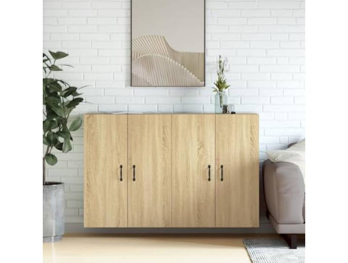 RJPLMFV Wandschränke, 2 Stück, Sonoma-Eiche Holzwerkstoff, feuchtigkeitsbeständig, Wandmontage, vielseitige Aufbewahrung für Zuhause