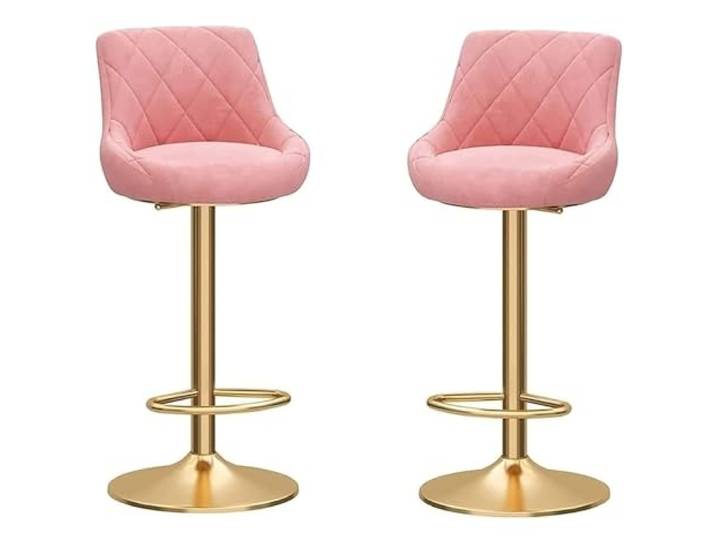 VNCdfhETs Barstuhl Barstuhl Aus Samt, Verstellbar, Hohe Hocker Mit Fußstütze Und Rückenlehne, Thekenhocker, Für Den Häuslichen Gebrauch, 2-teiliges Set Barhocker(Pink)