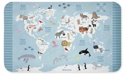 "Stupell World Animal Maps Kitchen Mat, 18x30 - 18"" x 30"""
