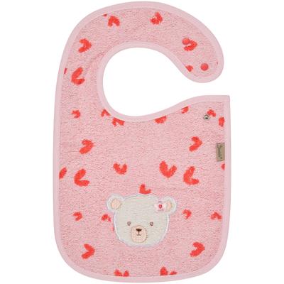 Lätzchen STERNTALER "Bär Betty mit Herzchen-Dekor, mit Druckknopf", Baby, rosa, Baumwolle, Lätzchen