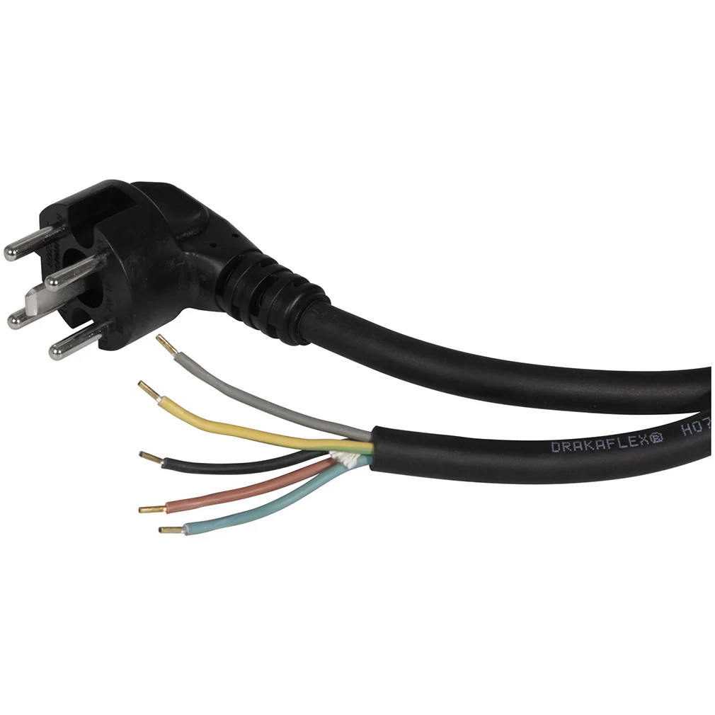 Scanpart oven aansluitkabel 5x1.50mm 2,0m met Perilex inbouw accessoire, Zwart