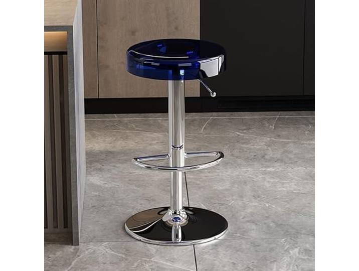Acryl-Barhocker, Barhocker, Barhocker, Barstühle, Höhenverstellbarer Drehhocker, Küchenthekenhocker (Color : Blue, Size : Silver Lifting Rod)