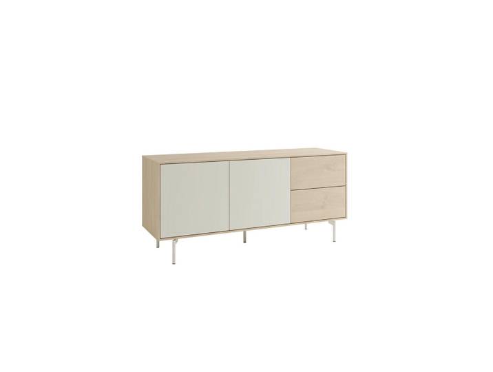 Schöner Wohnen Sideboard Laboe, Eiche Bianco, Seidengrau, 2 Schublade(n) Schubladen, 149x67x41 cm, stehend, Wohnzimmer, Kommoden & Sideboards, Sideboards