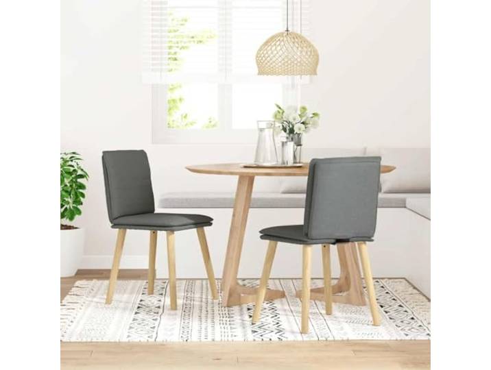 NKOPPFG Esszimmerstühle 2 STK. Dunkelgrau Stoff Gummibaum-Massivholz,Polyestergewebe,Schaumstoffpolsterung,ergonomisches Design,Esszimmer,Wohnzimmer