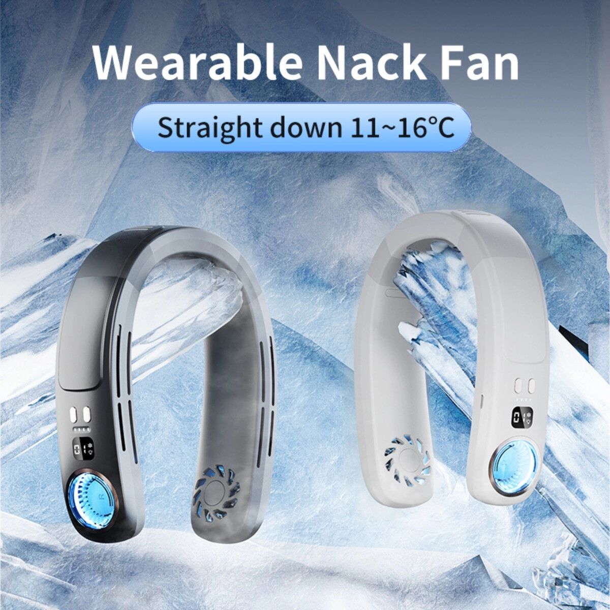 INF Outdoor Nackenventilator – blattloser, USB-wiederaufladbarer, leiser 3-Stufen Tragekühler Weiß