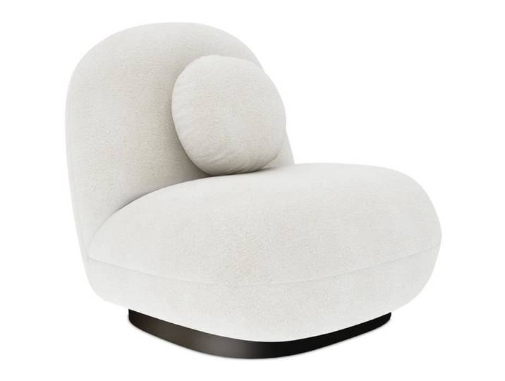 Fauteuil tapissé en bouclé blanc - Pieds noirs - Nuiba Blanc