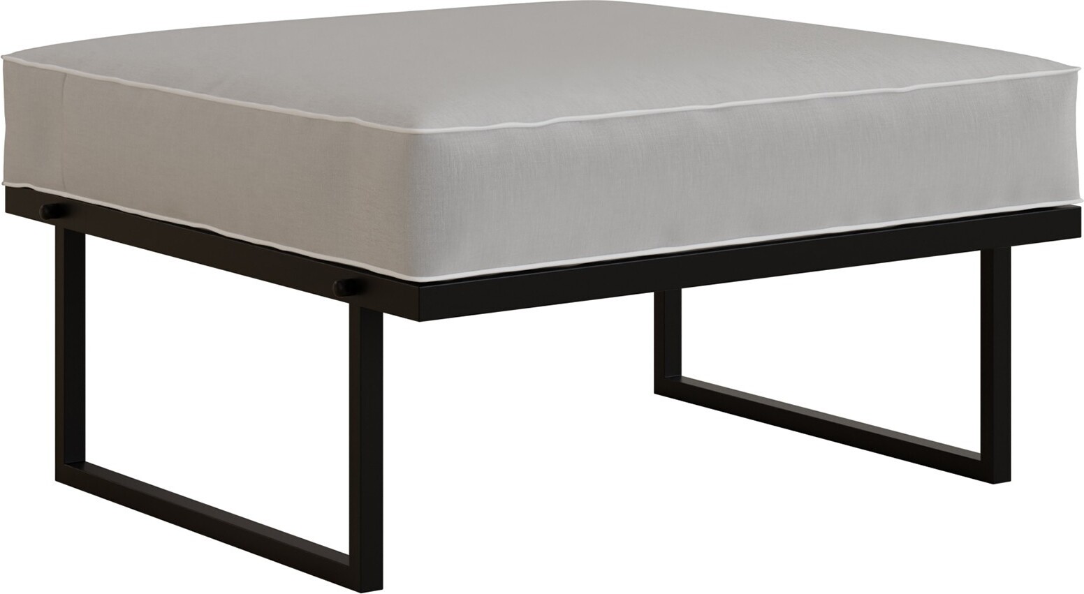 BETTSO Gartenhocker hellgrau - Outdoor Hocker mit Metallgestell schwarz, gepolstert, wetterfest, 78×78 cm