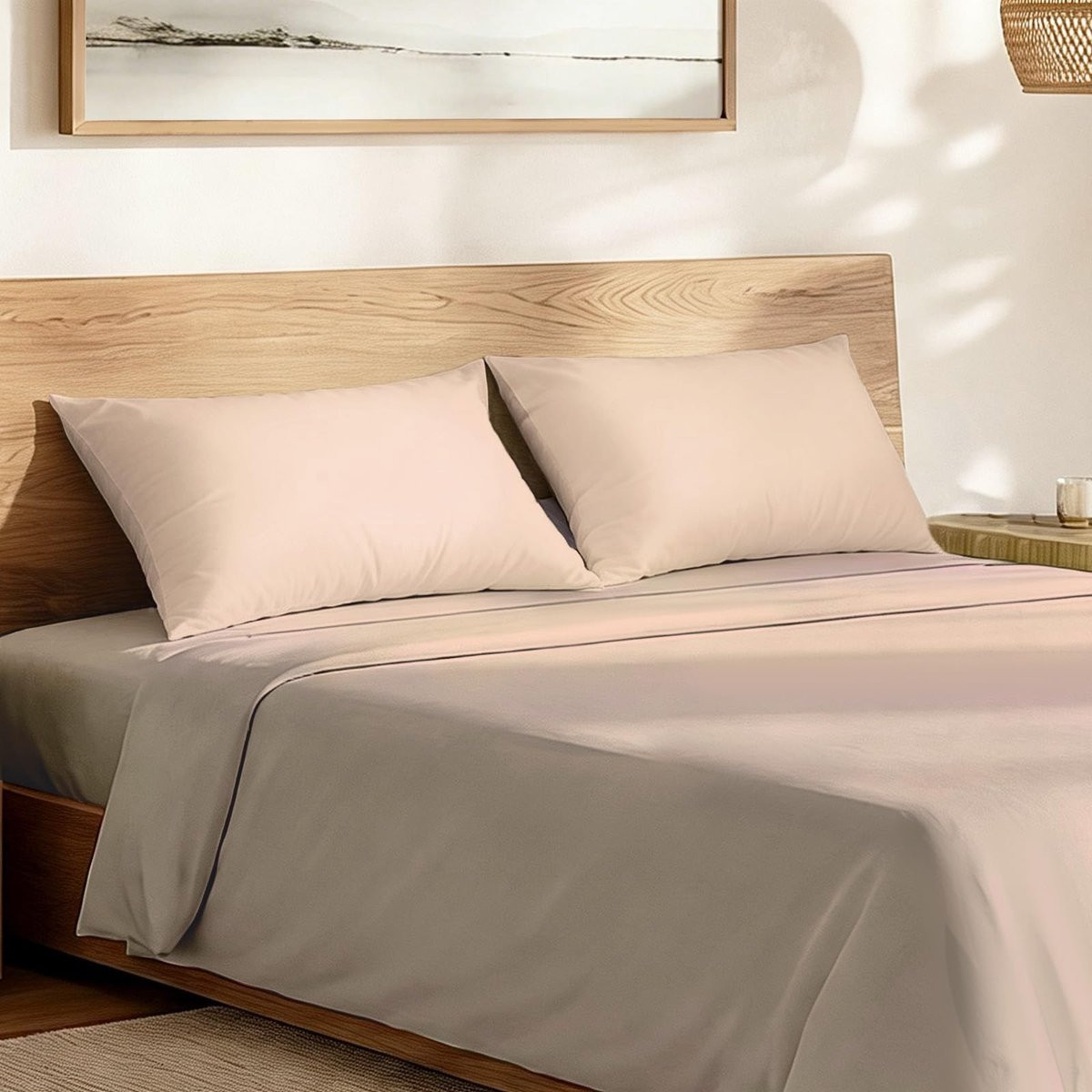 SnelShoppen 2-Pack Kussenslopen 40x70 cm, 100% Katoen, Lichtkoffie