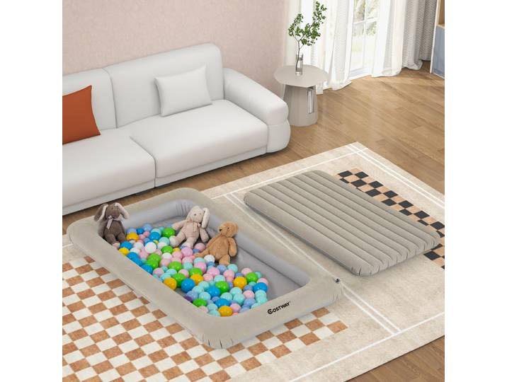Matelas gonflable pour enfants avec pompe électrique, lit portable pour tout-petits avec barrières de sécurité, tapis de couchage de voyage pour chambre à coucher, soirées pyjama