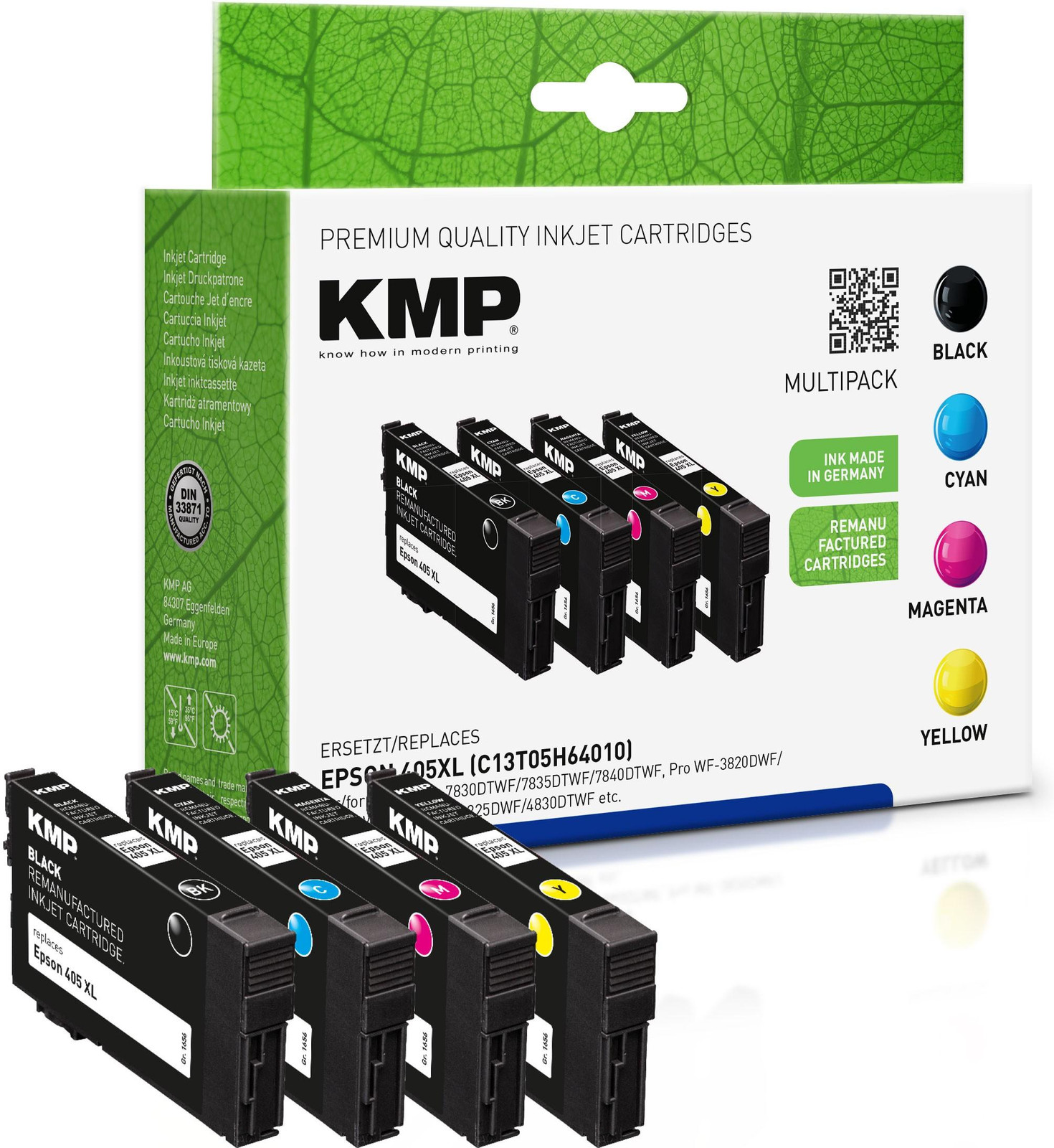 KMP Patrone Epson 405XL C13T05H64010 BK C M Y Remanufactured