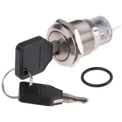 RS PRO Switch Key Lock 2 position return 19mm, Schalter + Taster