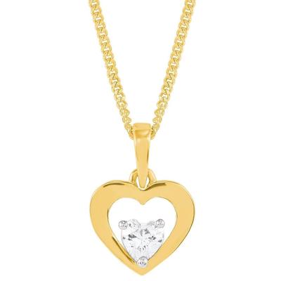 Kette mit Anhänger AMOR "Schmuck Geschenk Halskette Herz LIEBE", gold (gelbgoldfarben, weiß), Halsketten, Damen, Gelbgold 375, mit Zirkonia (synth.)