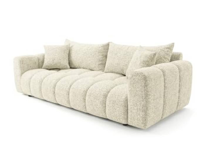 SOFILAND Cosmo Schlafsofa mit Bettkasten 240 cm (Cremeweiß) Liegefläche 200 x 135 cm, HR-Schaum T30, Strukturstoff Puente, Anlieferung bis in die Wohnung