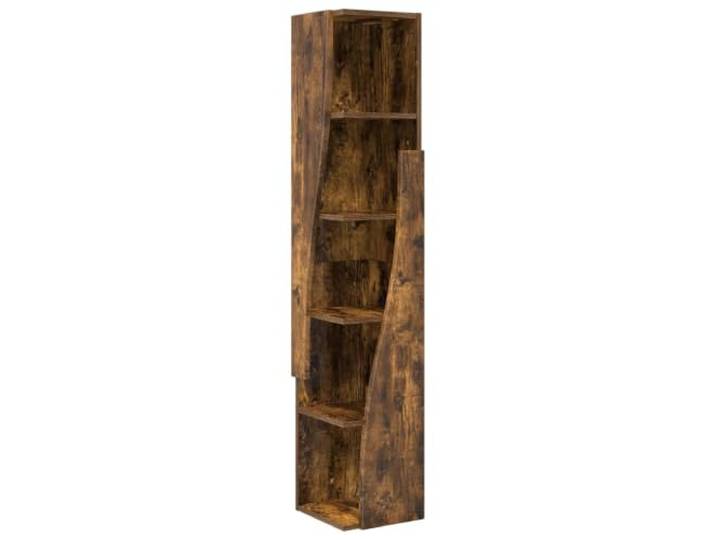 LMTYOENFG Eckschrank Standregal Holzwerkstoff Geräucherte Eiche 140 cm Schlankes Eckregal für Wohnzimmer und Schlafzimmer, 5 offene Fächer für Bücher und Deko, Platzsparendes Design.
