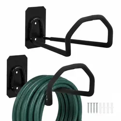 Relaxdays Schlauchhalter für die Wand 2er Set Schwarz