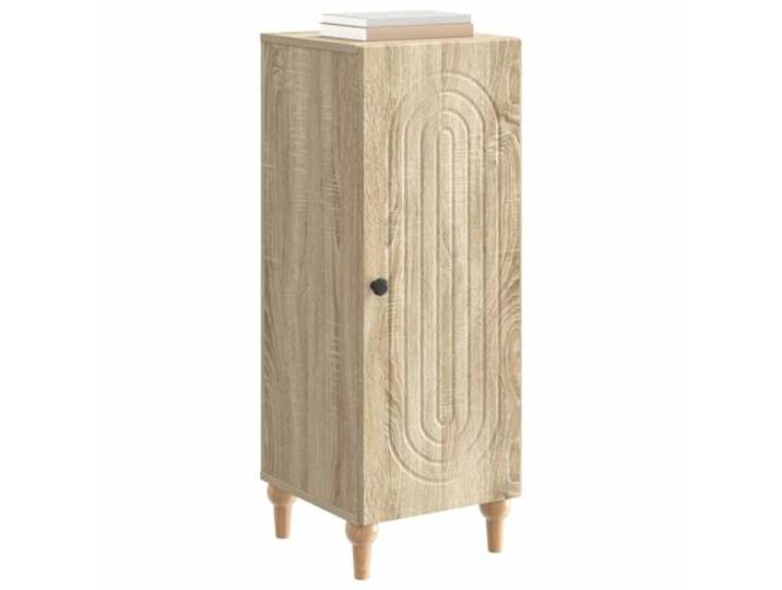 KTHLBRH Sideboard Eiche Sonoma 33 x 34,5 x 90 cm Ingenieurholz Minimalistisches Design, 1 x 90° drehbare Tür, Einlegeböden innen, Griffknopf, Reinigung mit feuchtem Tuch